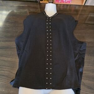 Notations Black Sleeveless Top with Studded Detail Nwt Size 2xl